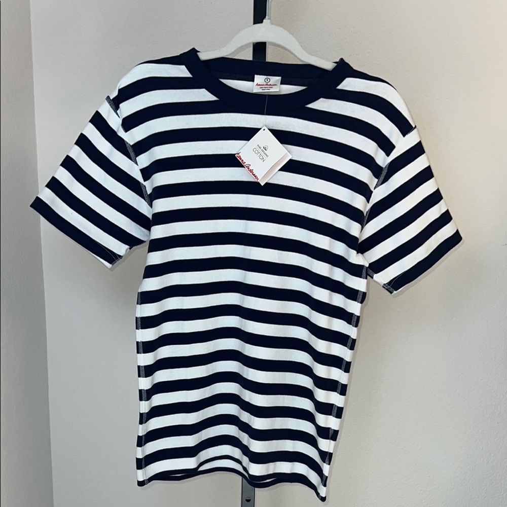 Hanna Andersson Blue and White Striped Short Sleeve Tee Size Small